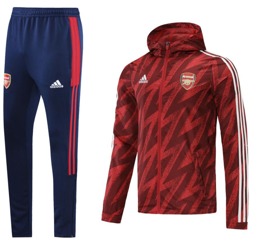 2021/22 Arsenal Red Tracksuits Hoodie windbreaker Jacket Kits with Pants